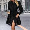 Spring and Summer Elegant Retro Lace Long Sleeve Dress Women Fashion A Line Casual Loose Dresses Women Slim Fit Solid Party Club Female Dress 26645