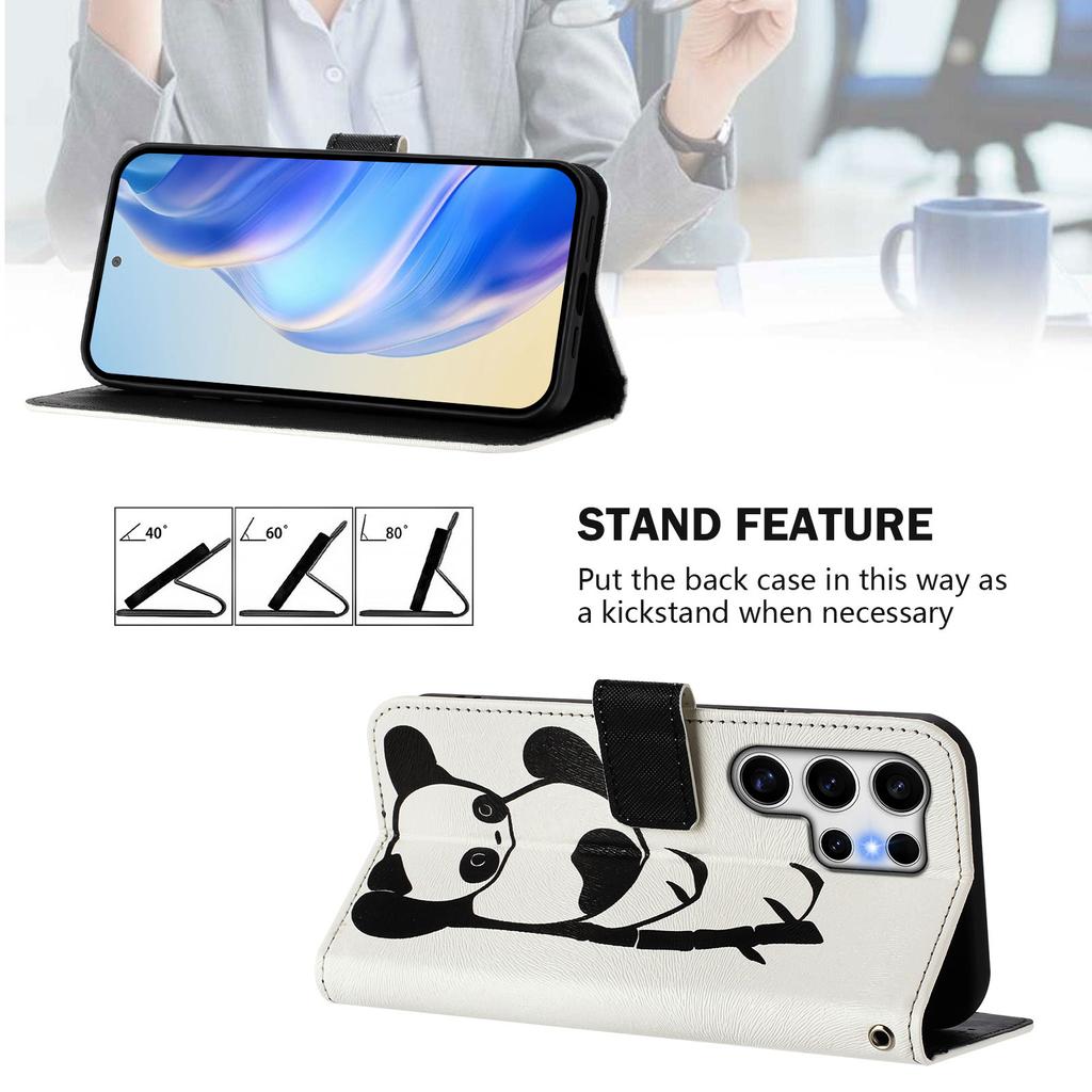 Cute Panda Luxury Painted Leather Case Wallet PU Leather Book Style Cover for Samsung Galaxy S21 S22 S23 S24,Note10 Note20,A13 A15 A16 A06 A54...