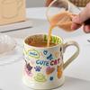 1 шт. Креативная милая керамическая чашка с цветочным принтом и кошачьим узором, бытовая для завтрака, молока, сока, послеобеденного чая, кофейная кружка, подарок, посуда для напитков