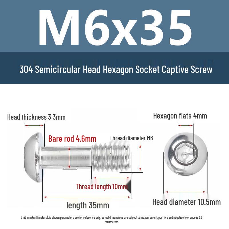 Yigu 304 Stainless Steel Anti-Loosening Hex Socket Captive Screws - M2/M3