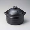 Minosarara Earthenware Pot, IH Cooker, 3-Cup Capacity, Black Glazed Metal, Rice Cooker for IH and Direct Heat