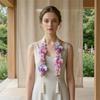 Silk Fabric Floral Shoulder Sash Satin Fabric Artificial Floral Garland  Birthday Party