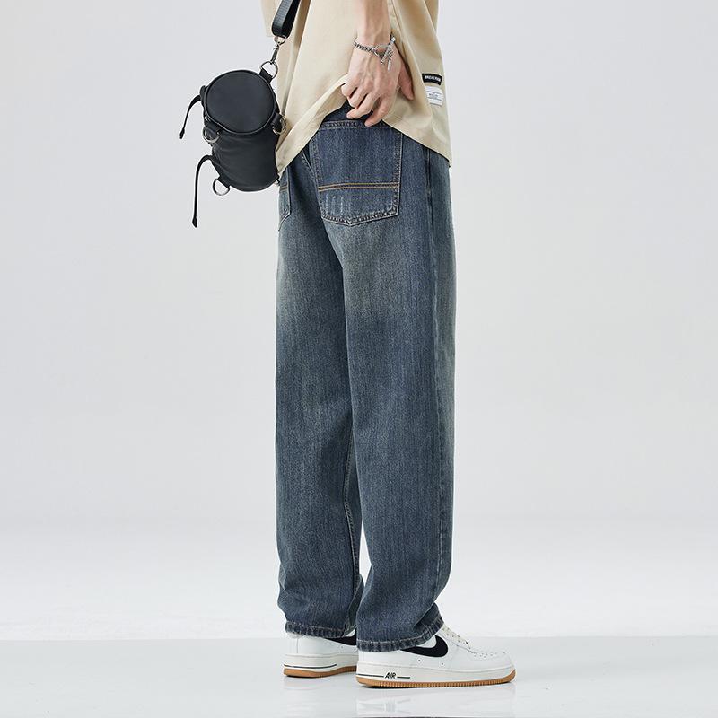Новые весенне-летние свободные широкие брюки прямого кроя в стиле хай-стрит, ретро, рваные джинсы для мужчин