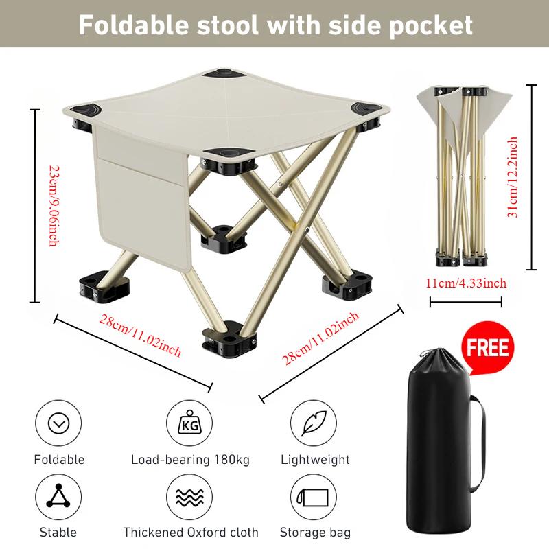 Складной стул для улицы, стул для кемпинга с сумкой-органайзером, стулья для пикника из ткани Оксфорд, портативные стулья для пляжа и рыбалки, уличный стул