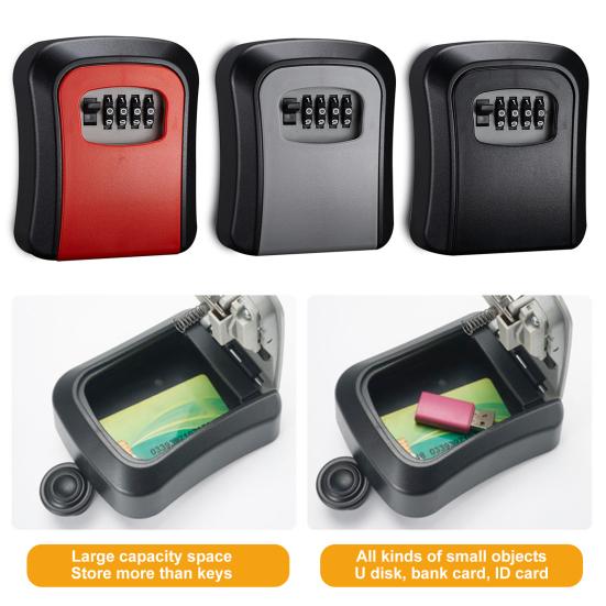 1 комплект ящика с замком для ключей, большая вместимость, высокая прочность, хорошая безопасность, небьющийся 4-значный кодовый замок с паролем, сейф для дома