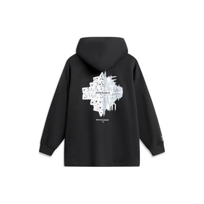 Li Ning X Cyril Artist Collaboration Series Dreamer Theme Letter Pattern Fleece Hoodie Unisex Hoodies Black AWDTB77-1