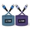 Bioonis [Set of 2] USB-C & USB-C Cable 2.75m Blue/purple Genuine Type C Charging Cable Supports PD30W Fast Charging Type C To C Cable PD Cable