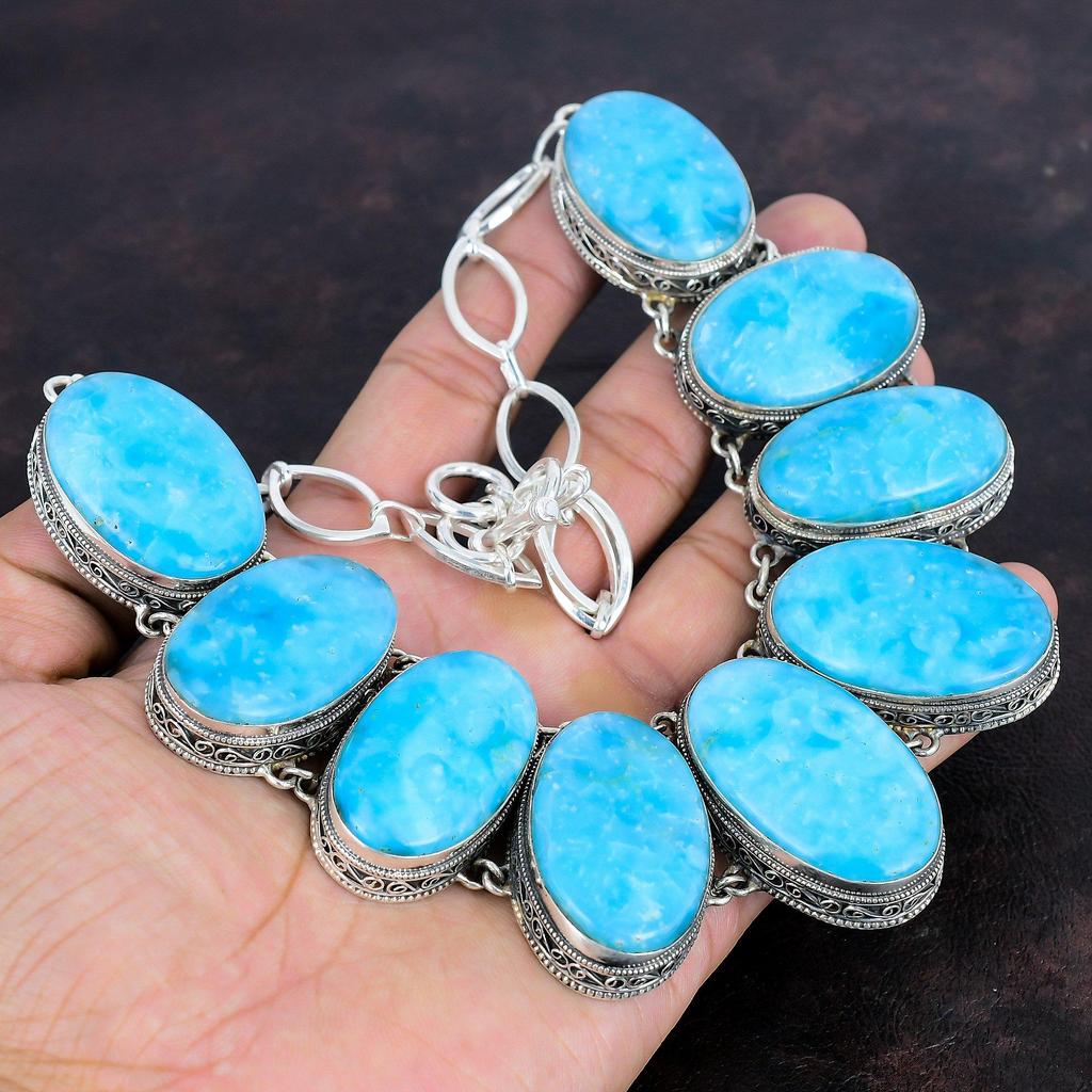 Hemimorphite Necklace Gemstone Jewelry Vintage Necklace 925 Sterling Silver Necklace Adjustable Chain Necklace Handmade Jewelry Wedding Gift