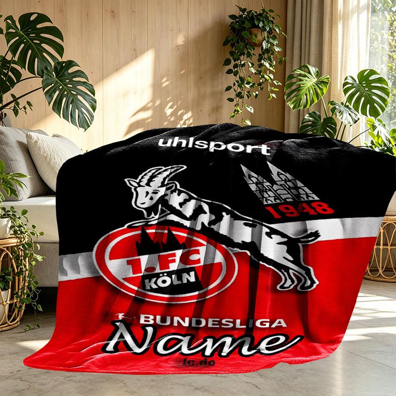Custom Name Personalized FC Koln Print Blanket, Home Decor, Bedroom, Sofa, Camping, Couch, Gifts for Birthday Christmas