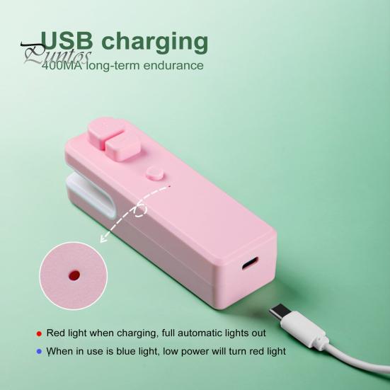 Mini Bag Sealing Machine Food Package Sealer Moisture-proof USB Rechargeable with Cutting Function Freshness-keeping Plastic Bags Snack Bags Sealer