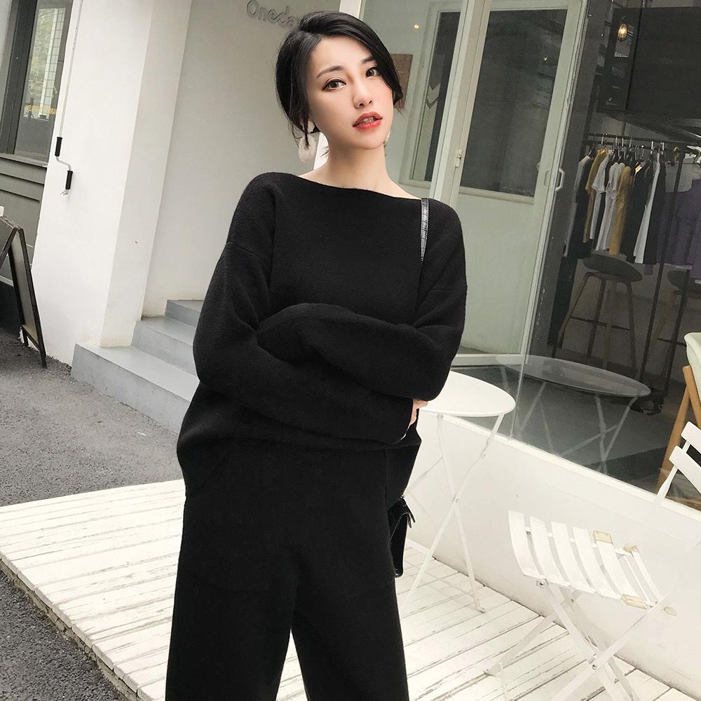 Женский вязаный свитер из двух предметов, зимний спортивный костюм, весенне-осенний модный ШИКАРНЫЙ кофта, верхняя одежда, брючный костюм, женский