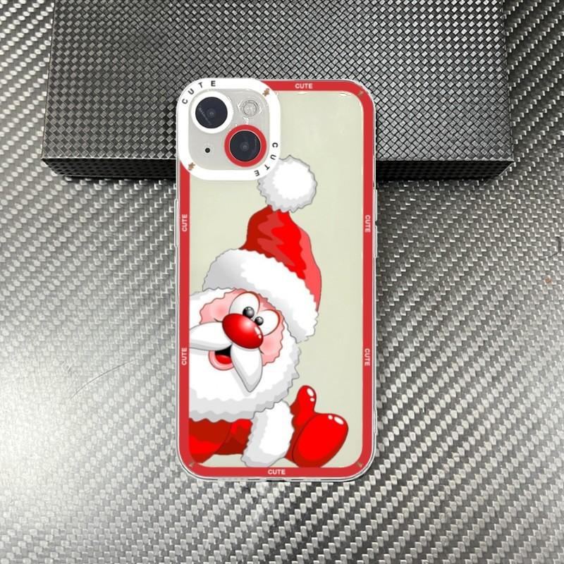 New Year Gifts Snow Elk Merry Christmas Phone Case for IPhone 13 12 11 14 Pro Max Mini 14 Plus 12MINI Creative Transparent Cover