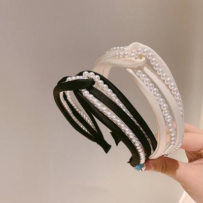 Корейская повязка на голову с широкими краями и плиссировкой из жемчуга — шикарный и уникальный стиль для женщин