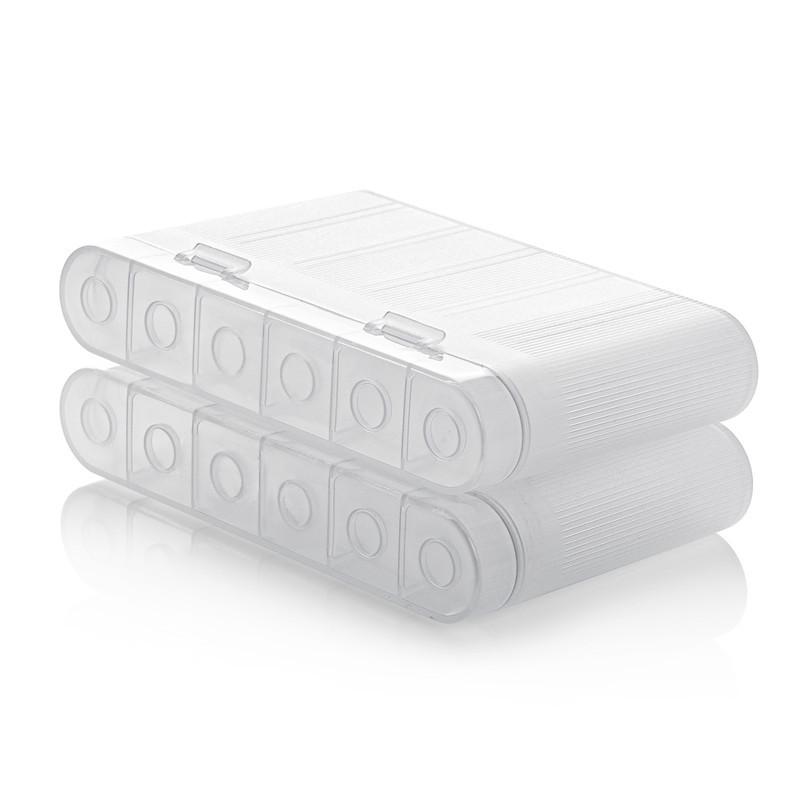 6-Cell 18650 Battery Storage Box, Transparent White