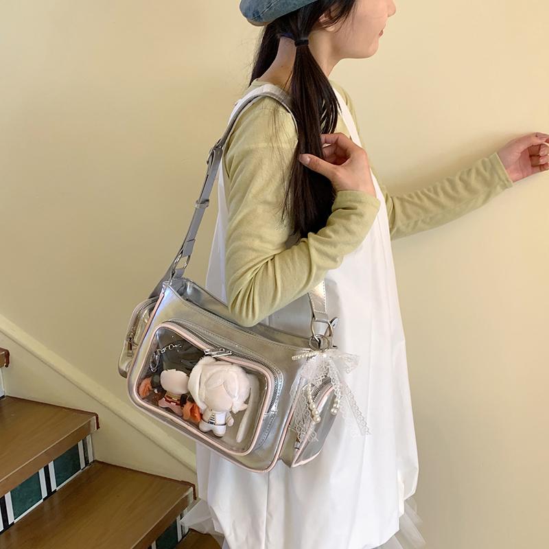 Women's Transparent Ita Bag Large Capacity Crossbody Shoulder Bag Cute Anime Style With Clear Window Fashion Satchel Display Bag
