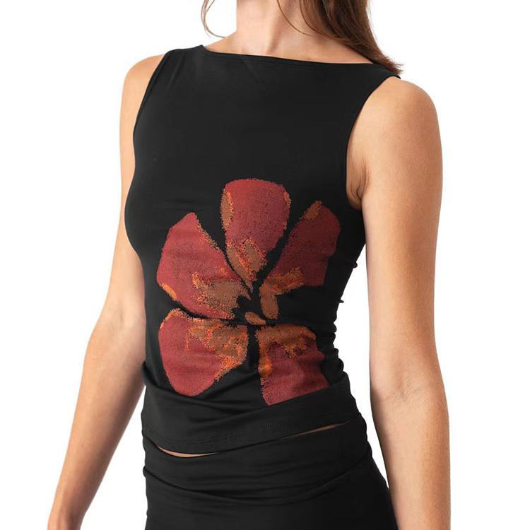 2025 Новая Мода Женские Укороченные Майки В Облежку С Цветочным Принтом Вырез Лодочкой Без Рукавов Летние Топы для Вечеринки Клуба