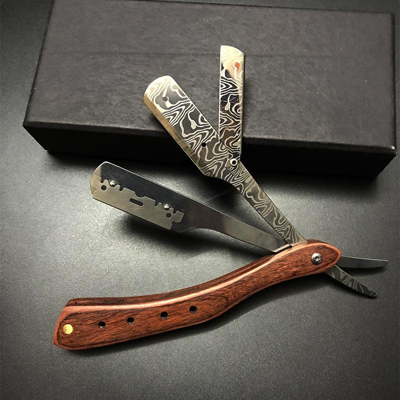 1 шт. Деревянная профессиональная ручная бритва с прямым лезвием из нержавеющей стали, острая парикмахерская бритва, складной бритвенный инструмент для стрижки бороды