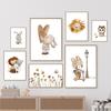 Бохо Лев Кролик Медведь Слон Сова цветок настенная живопись холст картины постеры и принты мультяшные картинки для декора детской комнаты