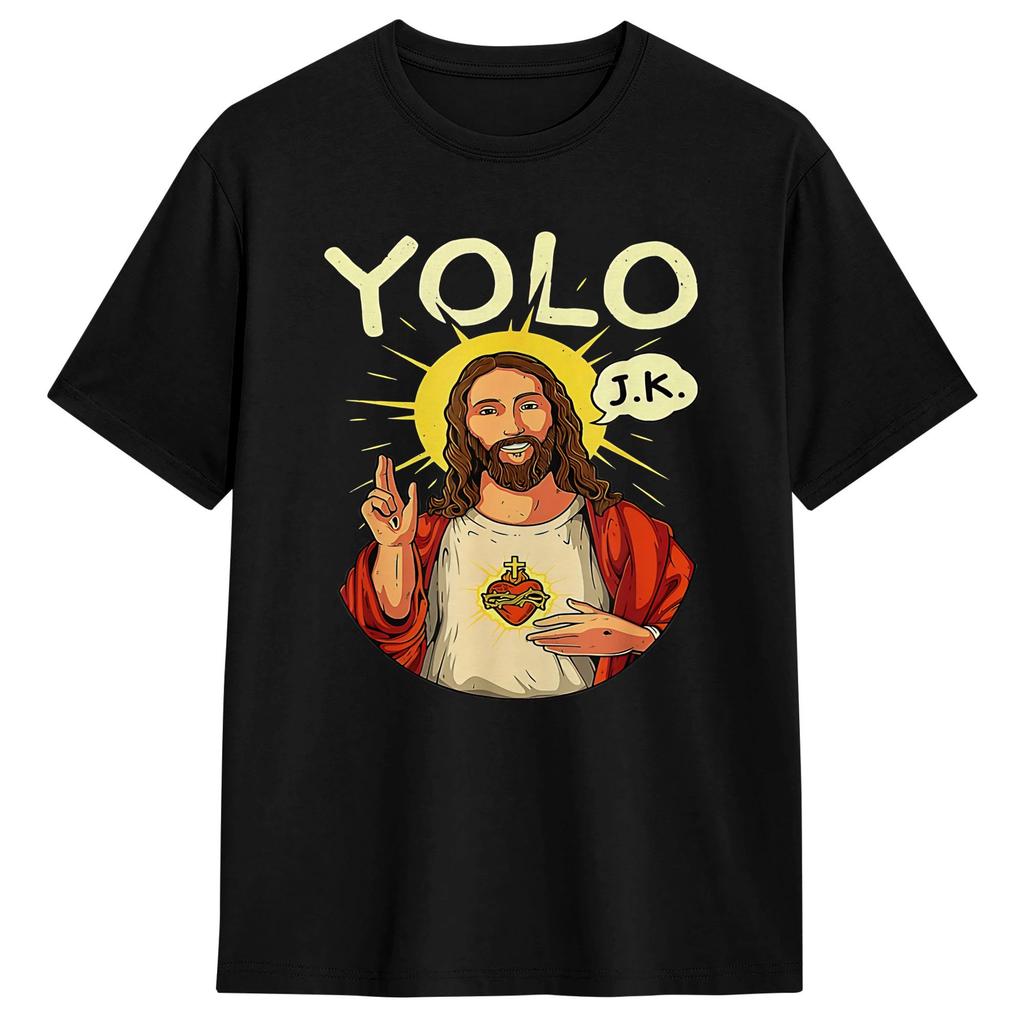 Унисекс Футболка Пасха Yolo Jk BRB Иисус Футболки Трендовые Летняя Футболка Streetwear 100% Хлопок Топы Идея для Подарка