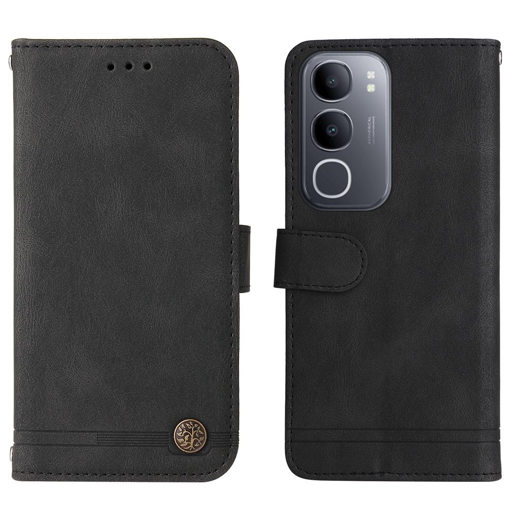 For vivo Y50 Leather Wallet Cases Skin Touch Phone Cover Stand with Strap