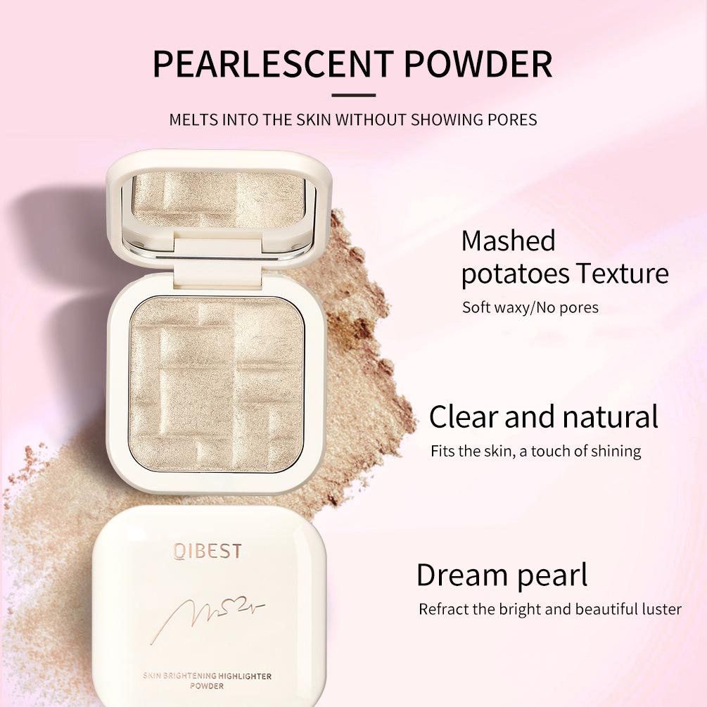 QIBEST Highlighting Powder Contouring Mashed Potatoes Natural Nude Makeup Glitter Brightening