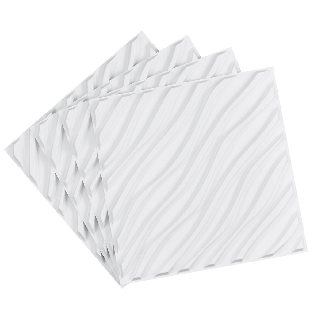 3D Wall Panels 12-Pack 19.7x19.7'' PVC 32 Sq.Ft Coverage Wave Matte White