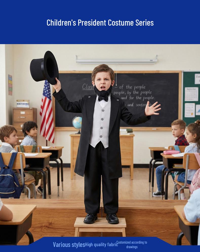 Детский ретро-костюм на тему Линкольна для сценических выступлений и фестивалей