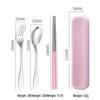 Stainless Steel Travel Cutlery Set: Fork, Spoon, Chopsticks with Portable Storage Box