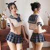 Sexy Underwear Japanese Senior Student Dress JK Uniform Temptation Suit Sexy Transparent Shirt Plaid Skirt
