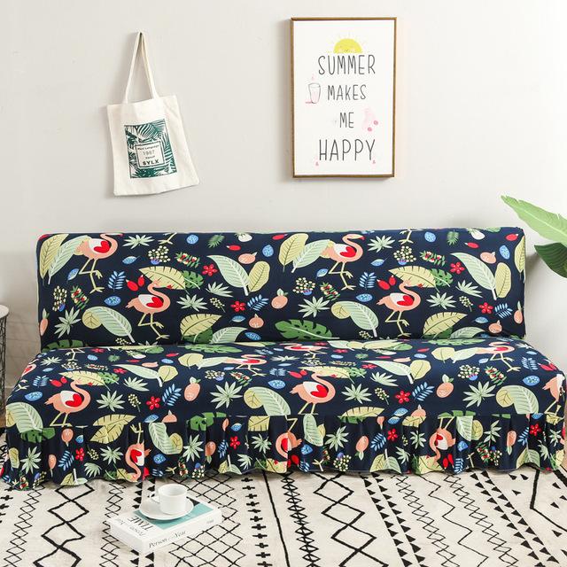 Чехол для дивана Modern Floral Series с юбкой по краю для складного дивана без подлокотника, всеобъемлющий эластичный защитный чехол