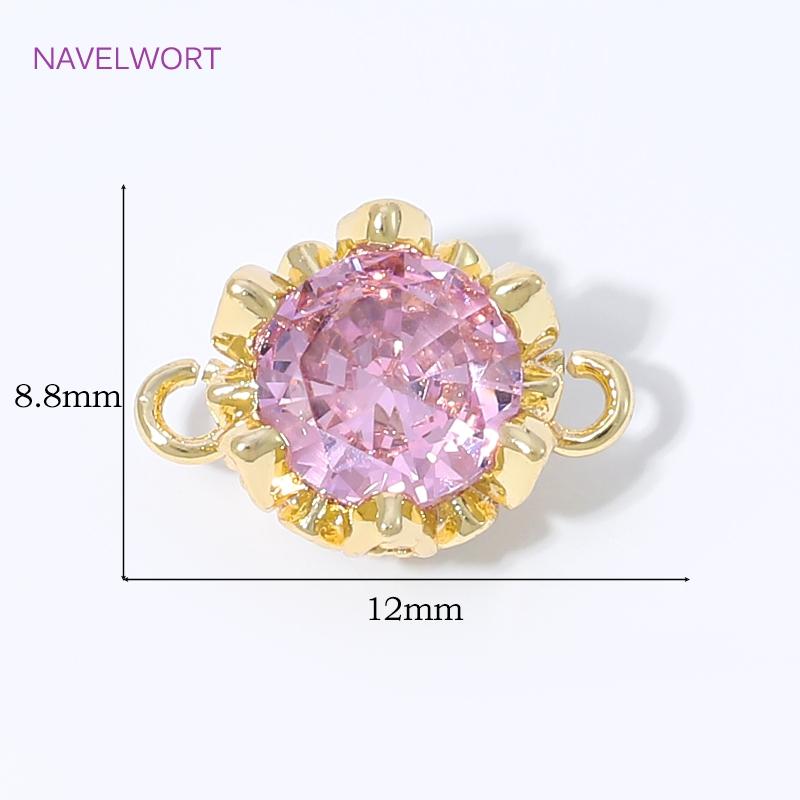 18K Gold Plated Brass Charms Connectors For Jewelry,Crystal Zircon Connector Charms,Earrings Connectors Accessories,DIY Jewelry