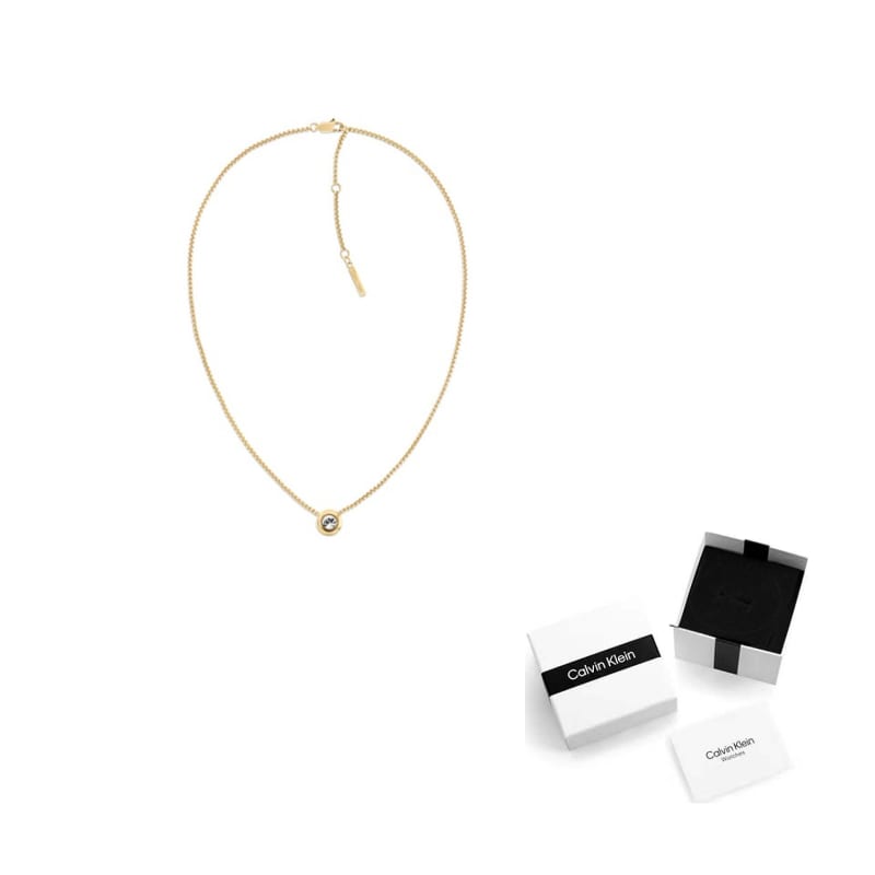 CALVIN KLEIN Stainless Steel/artificial Crystal Niche, Trendy, Fashion, Versatile Necklace Women's Gold 35000770