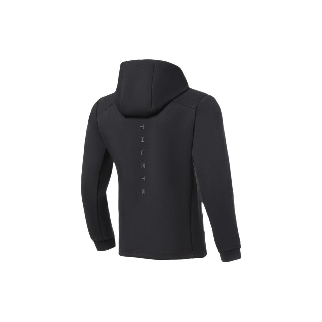 Li-Ning Толстовка с капюшоном Fitness Series Letter Print 3D Cut Zip с длинным рукавом для мужчин, черные топы AWDS093-1