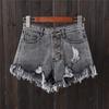 Summer Ripped Raw Edge Denim Shorts Ladies Fat Man Large Size High Waist Wide Leg Hot Pants Trend