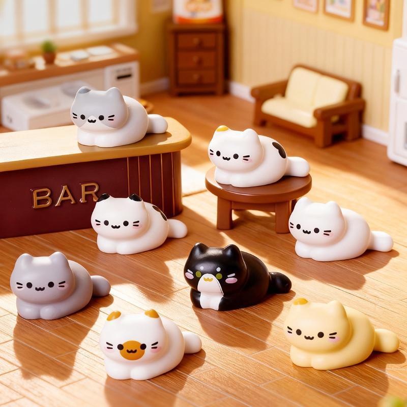 8PCS Cute Cat Miniature Figurines DIY Micro Landscape Ornament Kitten Desk Car Dashboard Home Decoration Crafts