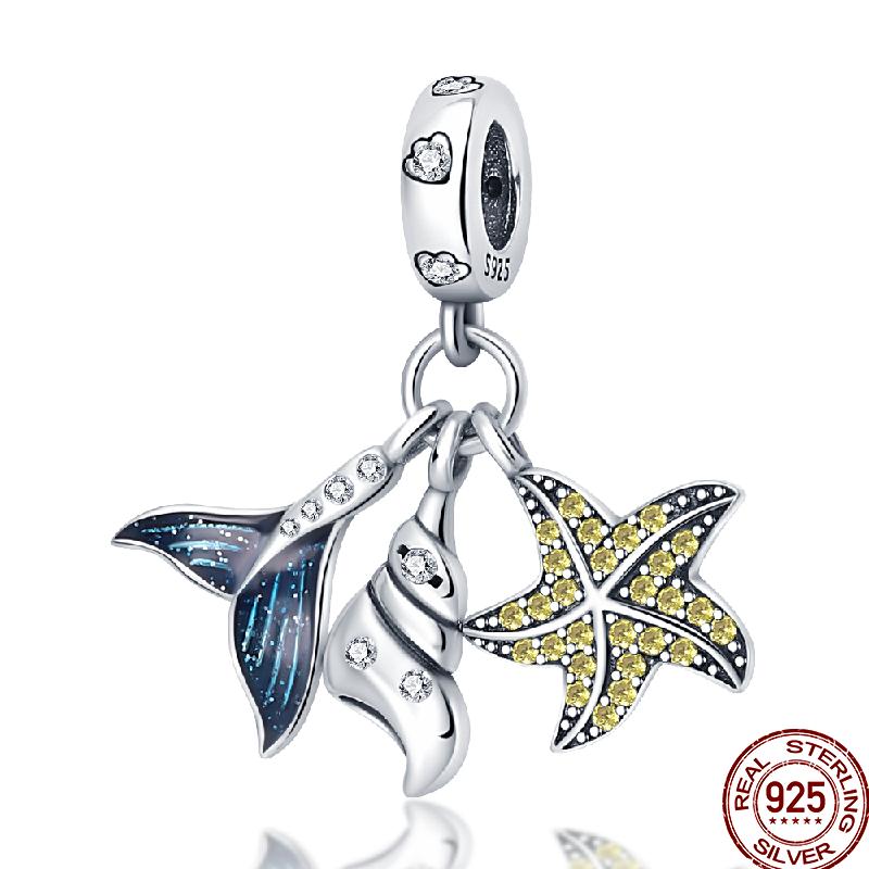 Медный пляж Океанский отпуск Напиток Шарм Морская звезда Бусины Подходят для Пан Оригинальный браслет Сделай сам Праздничные украшения Подарок