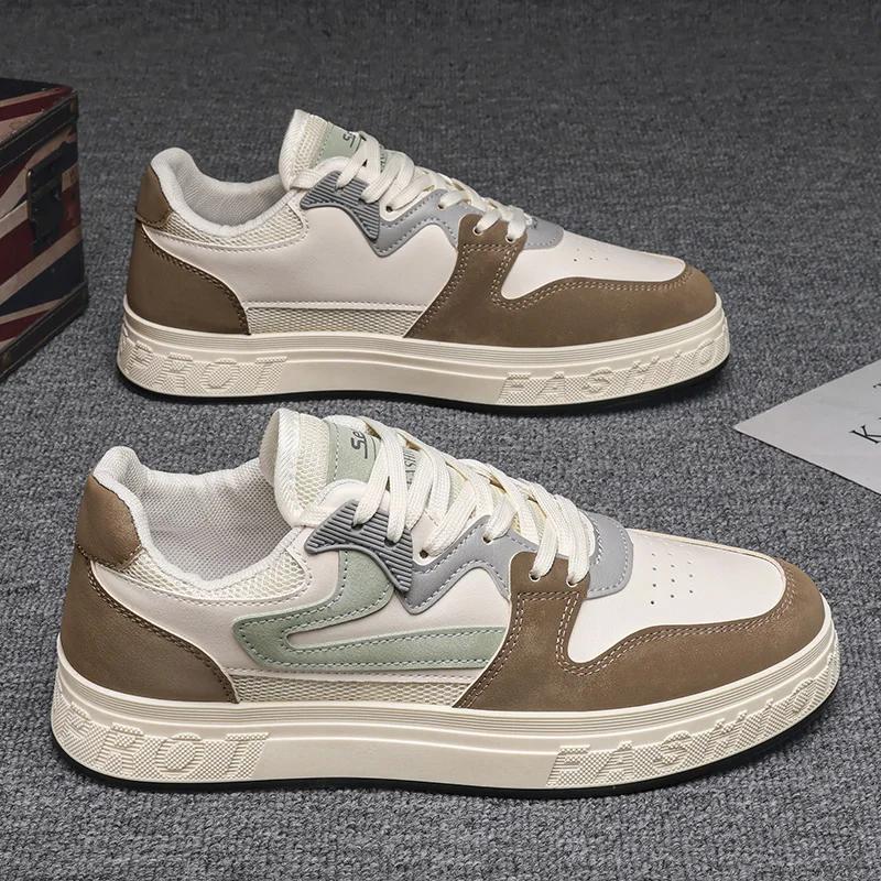 Fashion Mens Casual Shoes Leather Breathable Sports Shoes New Platform Walking Shoes Hard-Wearing Sneakers Mens Vulcanize Shoes