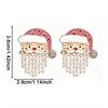 Long Tassel Design Enamel Drop Earrings Santa Claus Stud Earrings  Holiday Occasion