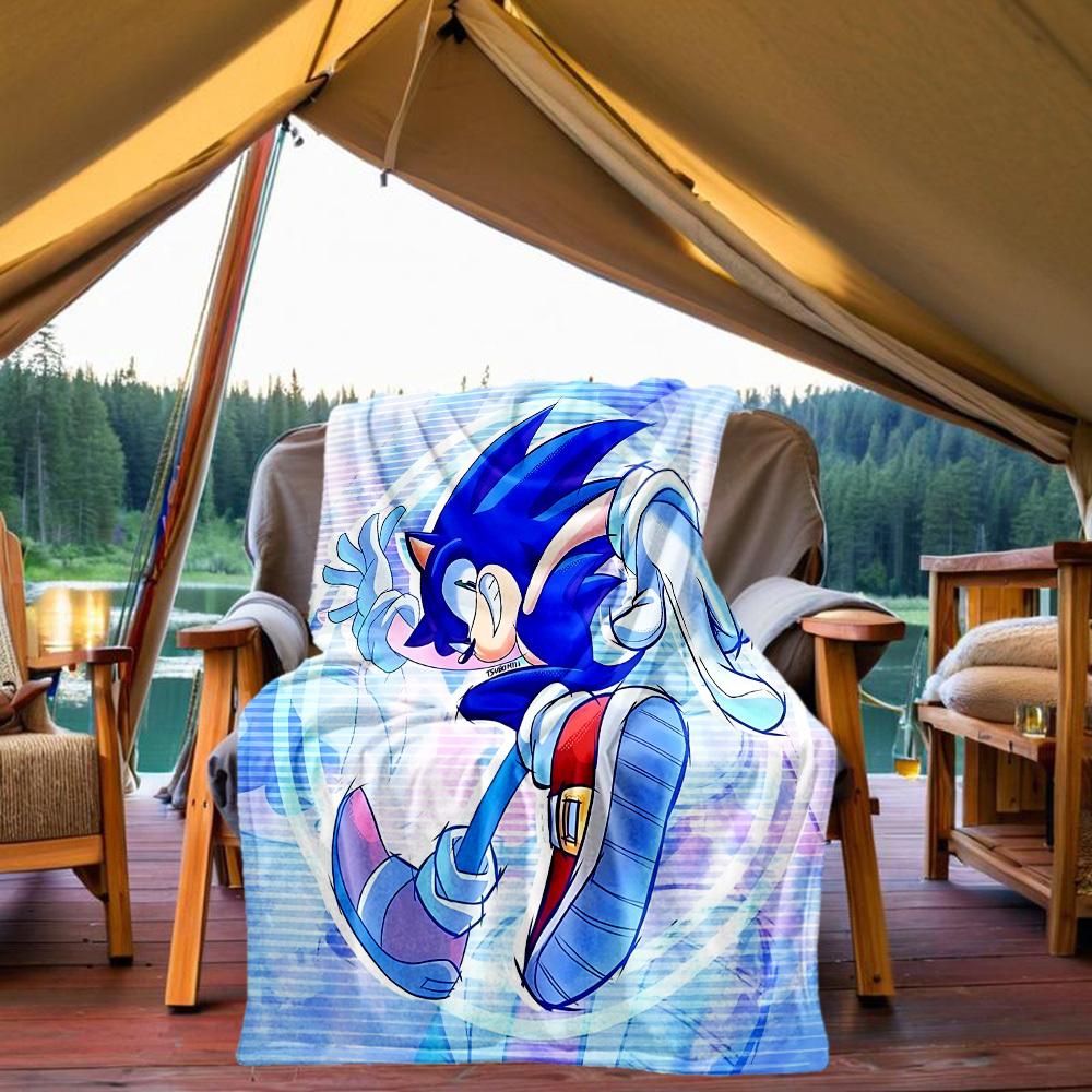 Sonic Outdoor Flannel Throw Blanket - HD Printed Lightweight Soft Warm All-Season Blanket for Sofa, Bed, Travel, Camping 1203019