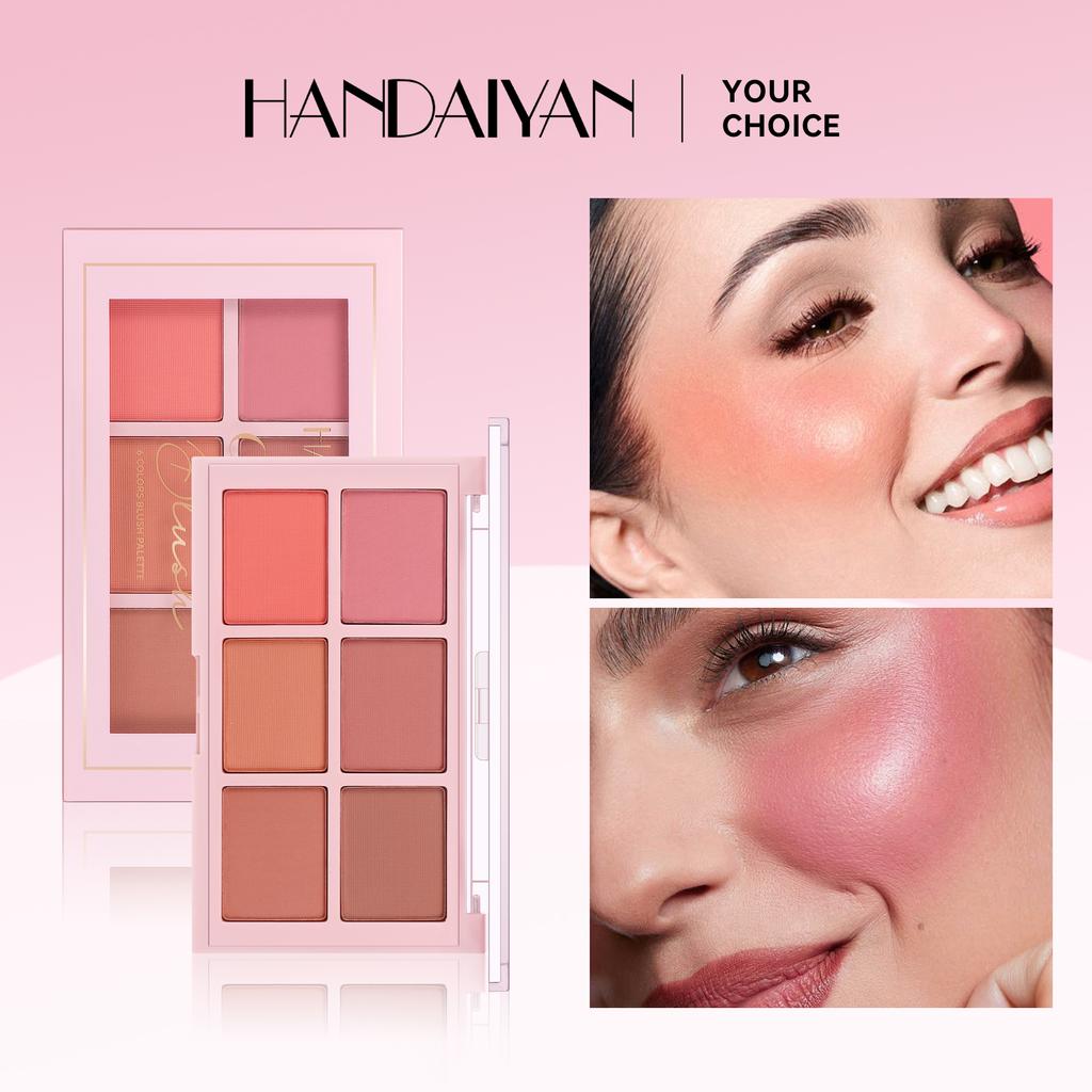 Six-color Blush Highlighter Eyeshadow All-in-one Palette Glitter Makeup Highlight Palette Pink Brighten Natural Contour Blusher