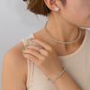 4Pcs Multilayer Necklace Bracelet Earring Ring Set Shiny Rhinestone Choker Bridal Jewelry Set  Women
