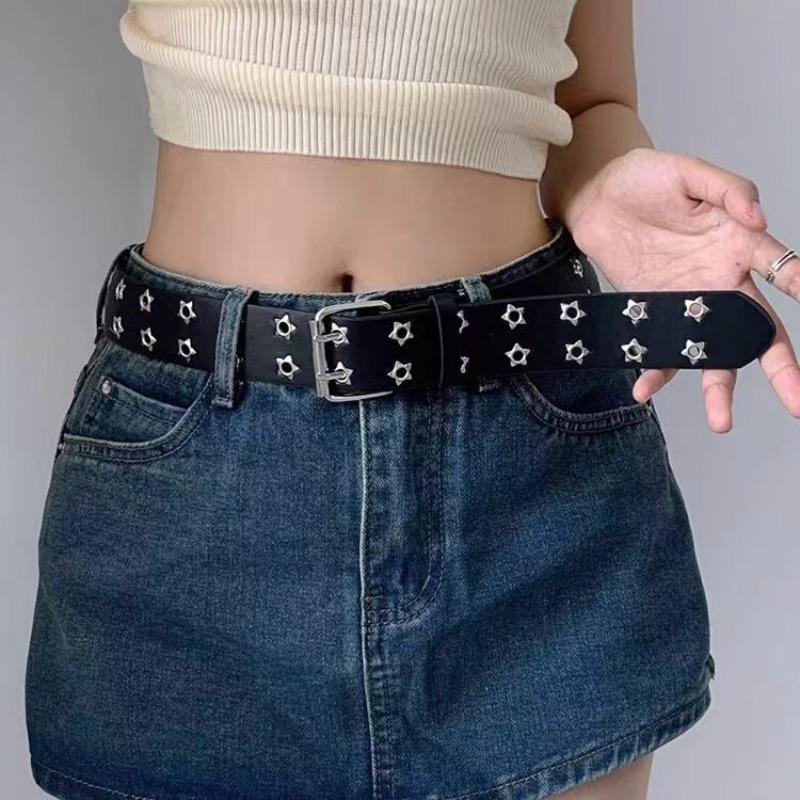 Женский ремень большого размера с двумя отверстиями для мужчин, ремень в стиле панк, хип-хоп, рок, субкультура Y2K, ремень без проколов для мужчин и женщин