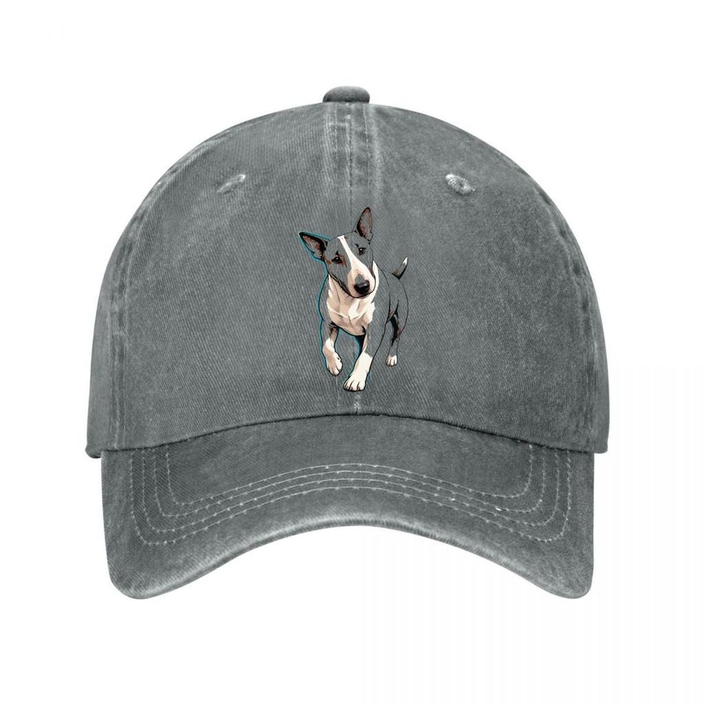 Playful Bull Terrier Pop Art New Vintage Washed Cotton Baseball Cap Sun Hats