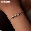 WOSTU 925 Sterling Silver Blue Opal Starfish Chain Bracelet For Women Cute Ocean Animal Adjustable Link Girl Party Birthday Gift