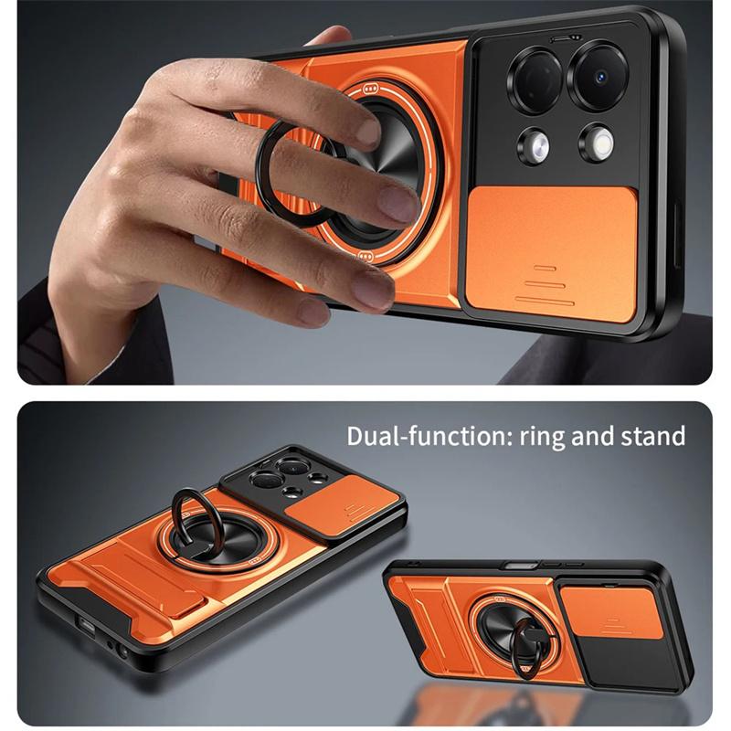 Чехол для Tecno Pop 20 / Spark Go 3 Защита камеры Вертикальная подставка Кольцо 360° Магнитный чехол Всесторонний ударопрочный чехол