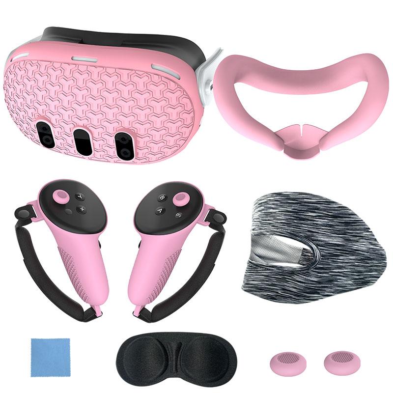7pcs Accessories Set Lens Protector Cover Anti-Fall VR Protective Cover VR Headset Cover Controller Grips Cover for Meta Quest 3