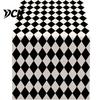 Anti-wrinkle Table Runner for Coffee Modern Geometric Runner, Black And White Checkered Stylish Pattern 72 Inch Striped Dining Decor Decorative