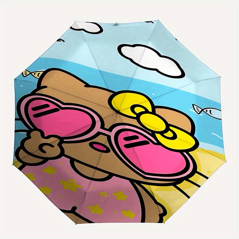 Hello Kitty, Summer Beach Automatic opening and closing folding umbrella with 8 rib frame and compact travel design, perfect for all occasio