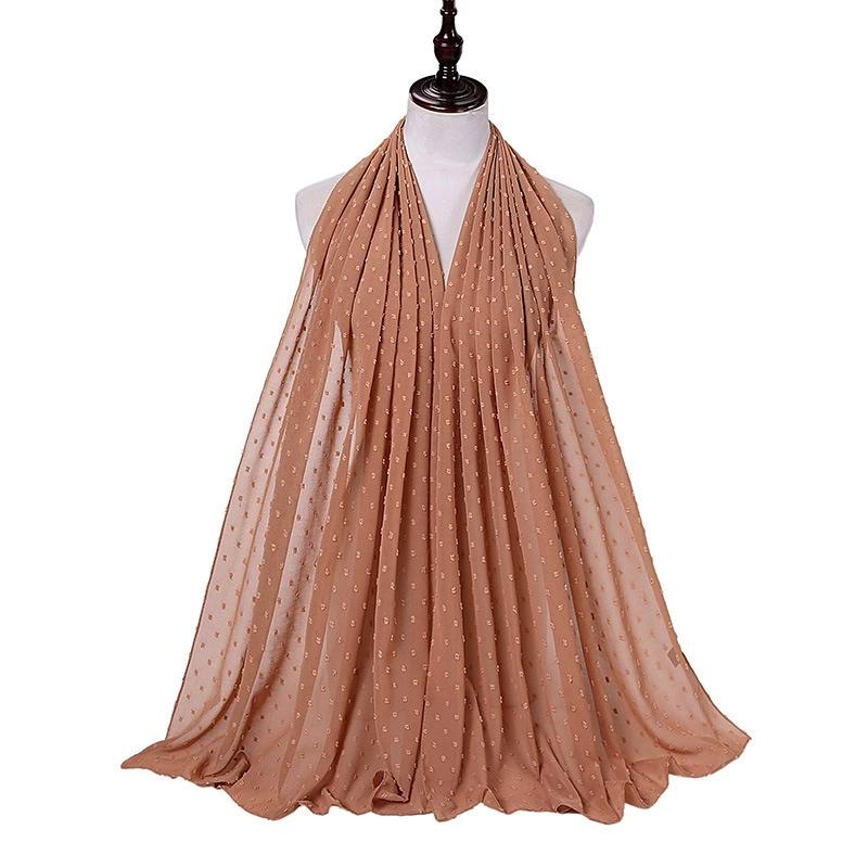 Solid Pearl Chiffon Hijab Scarf Woman Muslim Hijab Shawls Ladyies Ethnic Islamic Turban