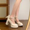Новая обувь для женщин Туфли-лодочки на высоком каблуке Туфли Мэри Джейн Женские белые каблуки Туфли на платформе Женские каблуки Zapatos De Mujer